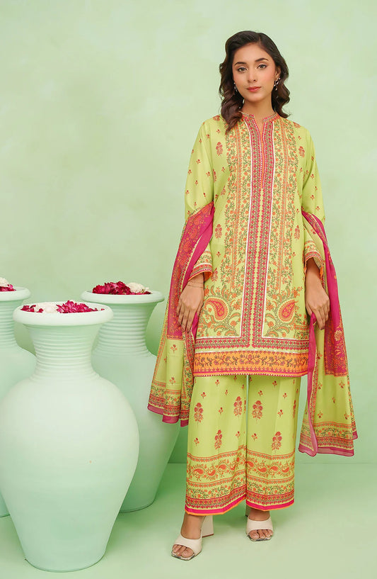 Poly Lawn Digital Printed 3 Pc Suit OCH26FR SDPF-07-S Green