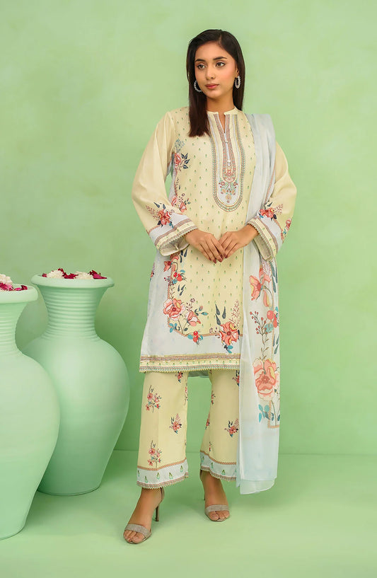 Poly Lawn Digital Printed 3 Pc Suit OCH26FR SDPF-06-S Green