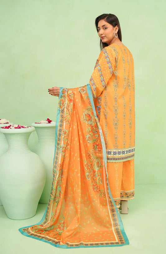 Poly Lawn Digital Printed 3 Pc Suit OCH26FR SDPF-05-S Orange