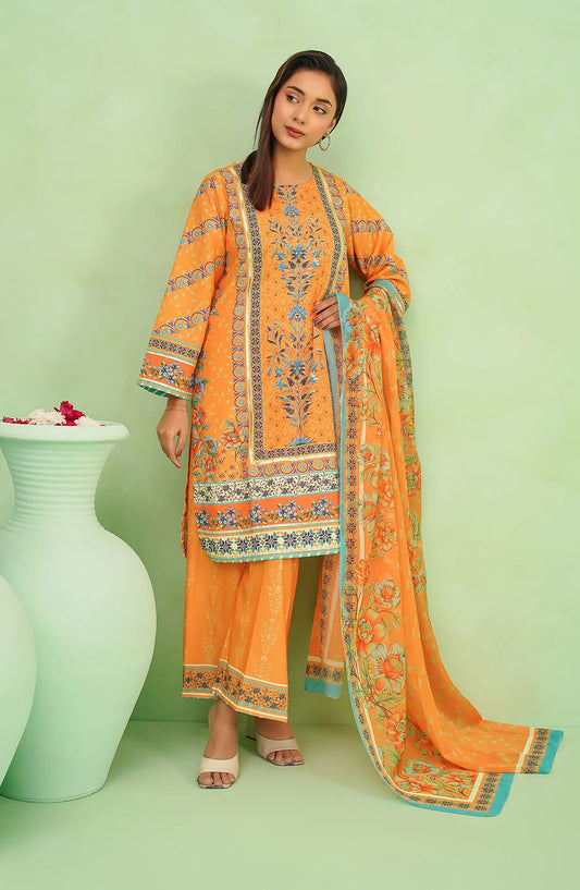 Poly Lawn Digital Printed 3 Pc Suit OCH26FR SDPF-05-S Orange
