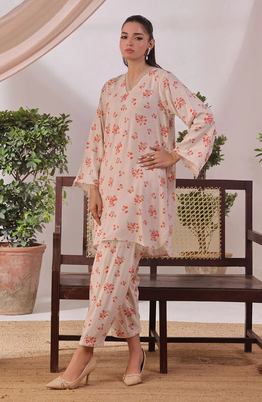 Chambray Cotton Women's 2 Pc Suit - SOLS-19 - OCH25WCR - Off White - Casual Women Collection