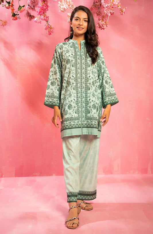 Swiss Lawn Digital Printed 2 Pc Suit - COR-146 - OCH25GCR - Green - Casual Girls Collection
