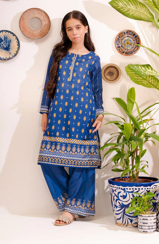 Swiss Lawn Digital Printed 2 Pc Suit - COR-149 - OCH25GCR - Blue - Casual Girls Collection