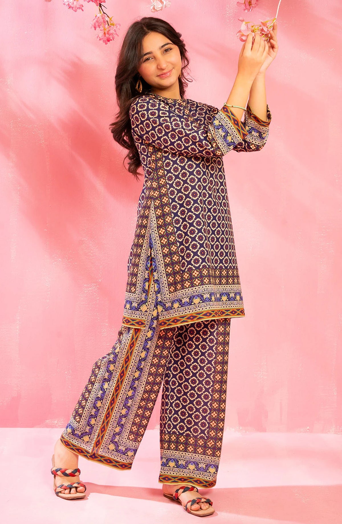 Swiss Lawn Digital Printed 2 Pc Suit - COR-159 - OCH25GCR - Brown - Casual Girls Collection