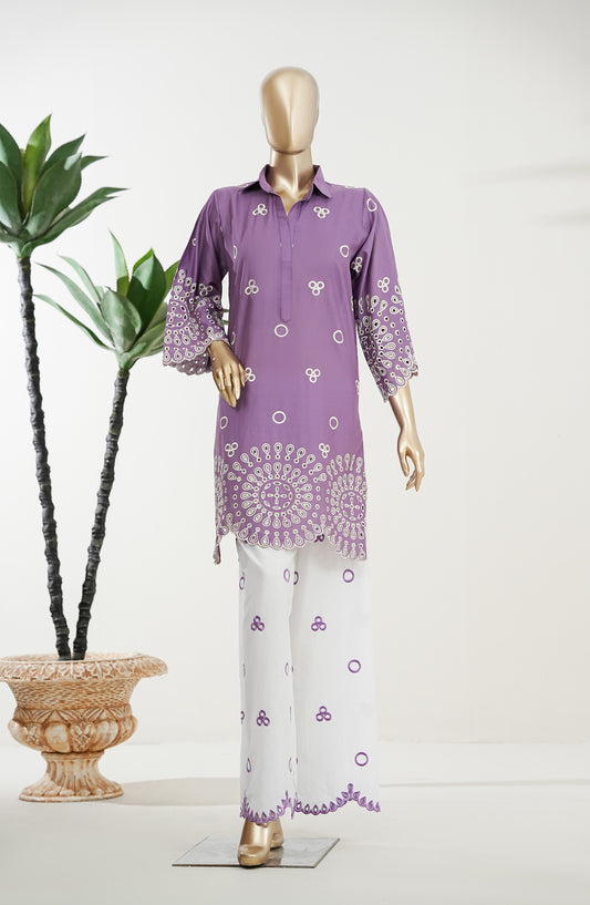 Omara by Amna Khadija Chikankari Lawn Stitched 2 Piece Suit - OPSOS-02 - AMOPSOS - Purple - Summer Collection