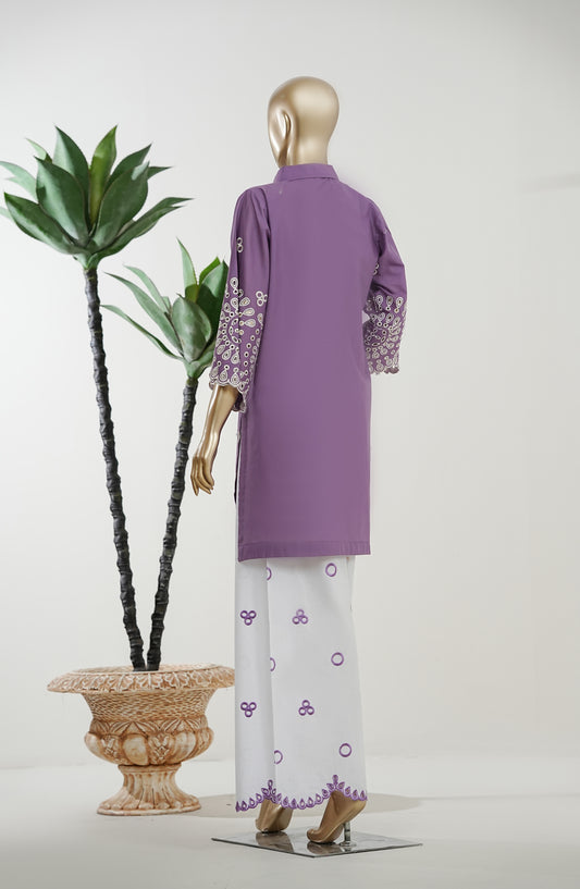 Omara by Amna Khadija Chikankari Lawn Stitched 2 Piece Suit - OPSOS-02 - AMOPSOS - Purple - Summer Collection