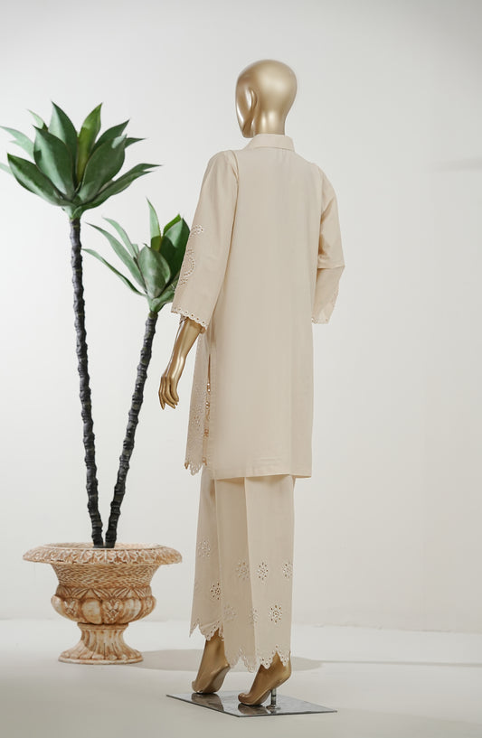 Omara by Amna Khadija Chikankari Lawn Stitched 2 Piece Suit - OPSOS-04 - AMOPSOS - Fawn - Summer Collection