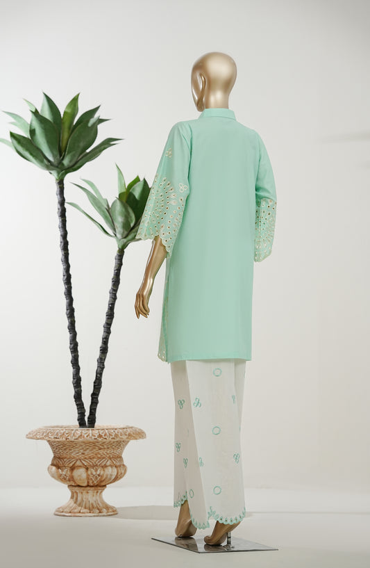 Omara by Amna Khadija Chikankari Lawn Stitched 2 Piece Suit - OPSOS-06 - AMOPSOS - Pista Green - Summer Collection