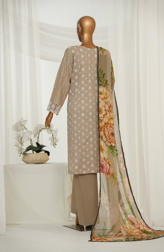Onaya by Amna Khadija Embroidered Cotton Stitched 3 Piece Suit - Design-02 - AM25ONYA - Brown - Luxury Collection