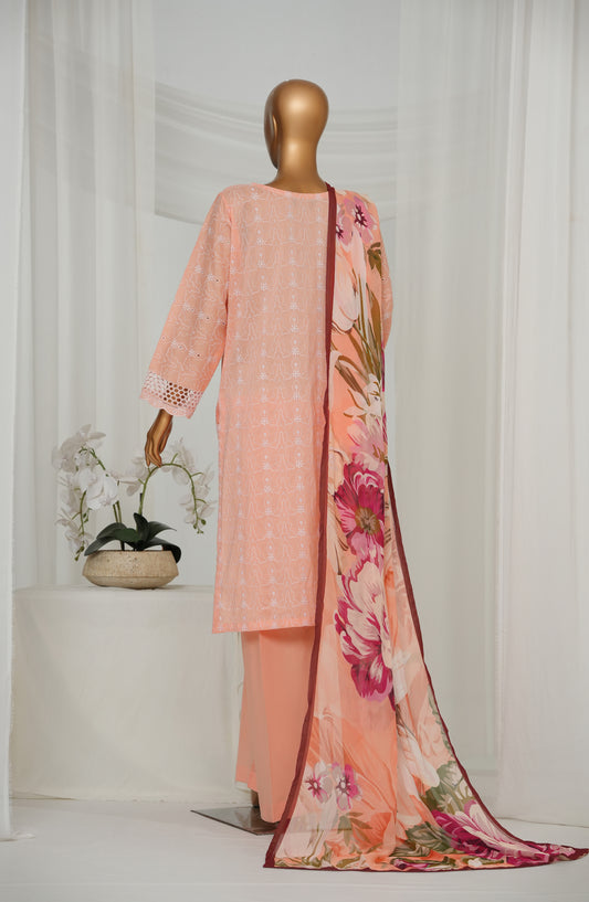 Onaya by Amna Khadija Embroidered Cotton Stitched 3 Piece Suit - Design-01 - AM25ONYA - Peach - Luxury Collection