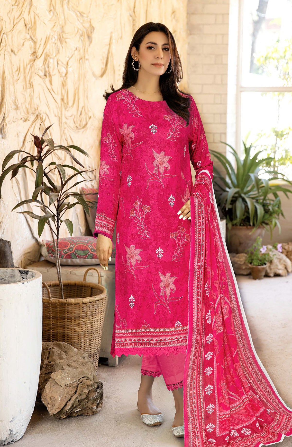 Oreal by Johra Printed Lawn Unstitched 3 Piece Suit - JH-1191 - JH25OREAL - Pink - Casual Collection