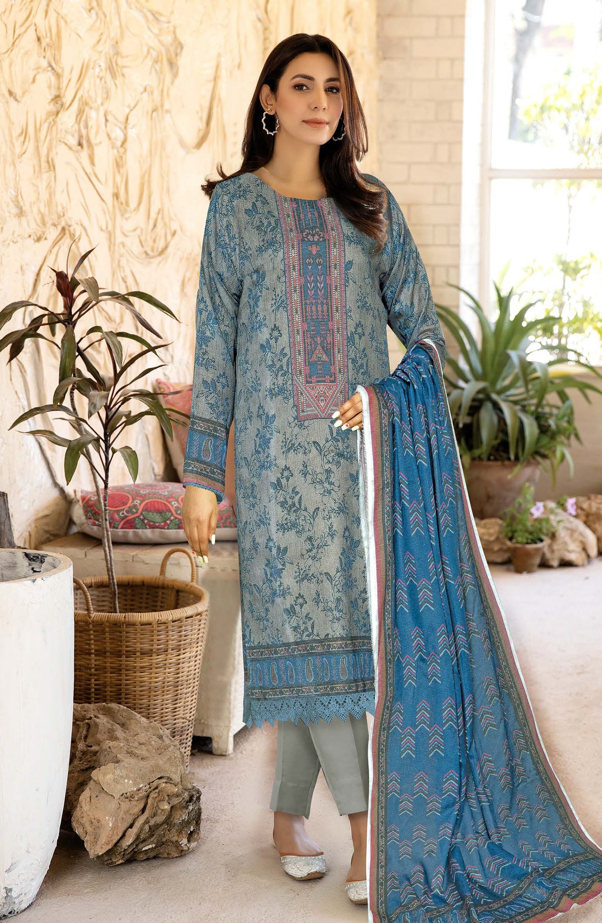 Oreal by Johra Printed Lawn Unstitched 3 Piece Suit - JH-1195 - JH25OREAL - Blue - Casual Collection