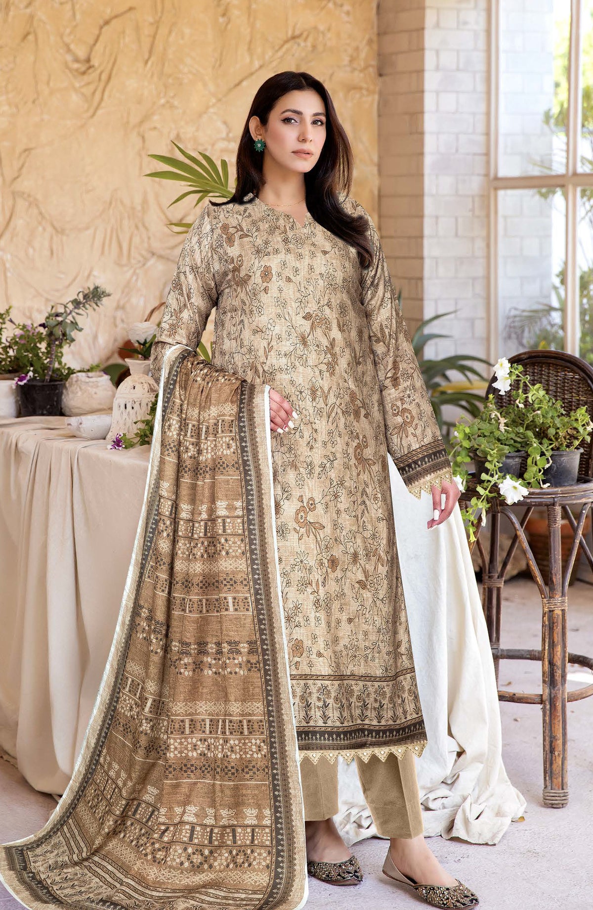 Oreal by Johra Printed Lawn Unstitched 3 Piece Suit - JH-1193 - JH25OREAL - Brown - Casual Collection