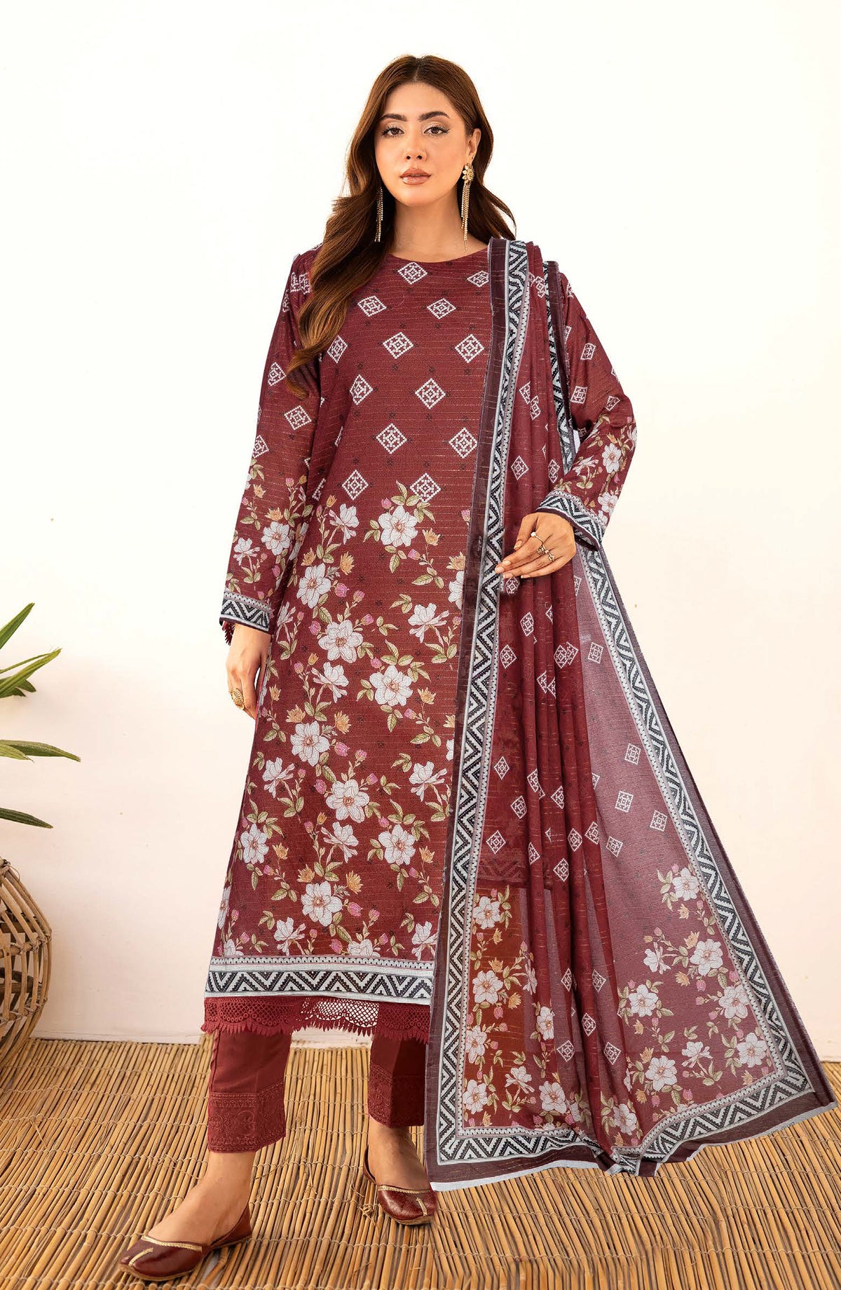 Oreal by Johra Printed Lawn Unstitched 3 Piece Suit - JH-1190 - JH25OREAL - Brown - Casual Collection