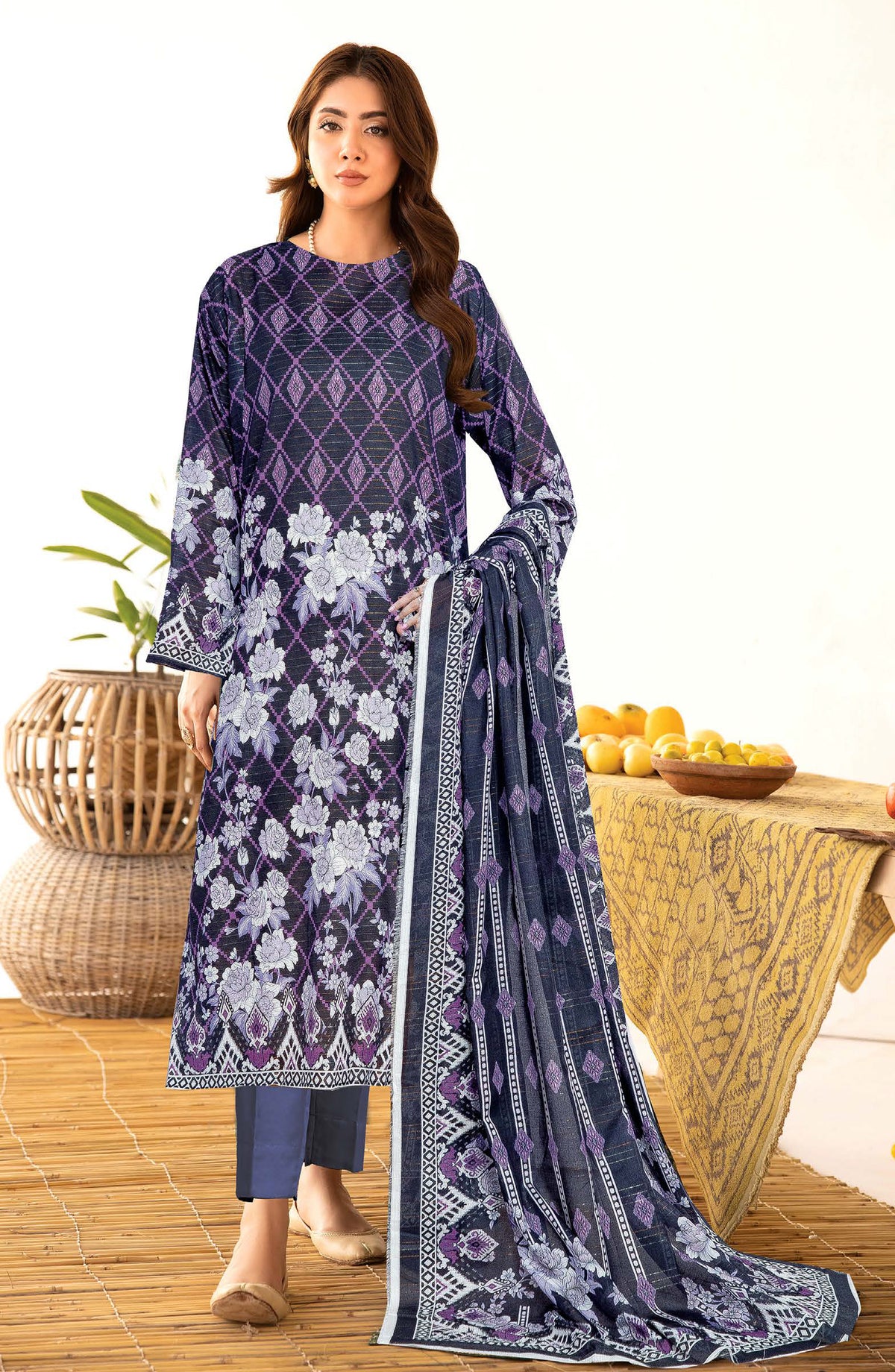 Oreal by Johra Printed Lawn Unstitched 3 Piece Suit - JH-1188 - JH25OREAL - Blue - Casual Collection