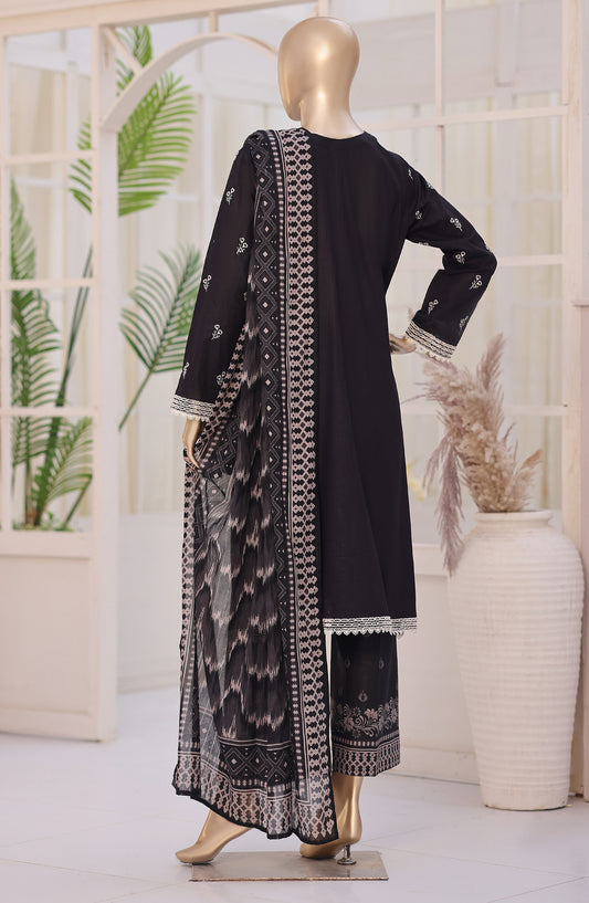 Oriental by HZ Embroidered Lawn Unstitched 3 Piece Suit - DOP-07 - HZ26ORN - Black - Summer Collection