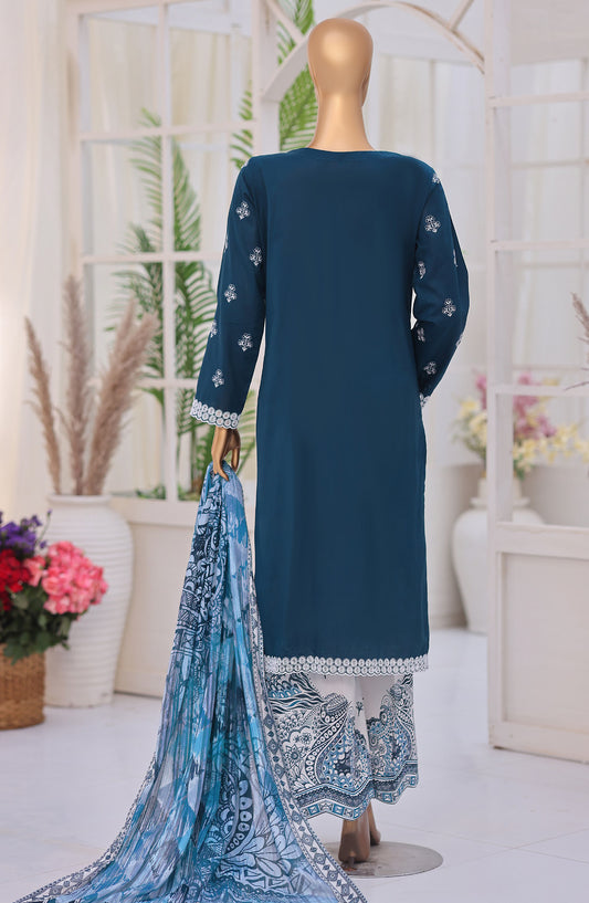 Oriental by HZ Embroidered Lawn Unstitched 3 Piece Suit - DOP-04 - HZ26ORN - Blue - Summer Collection