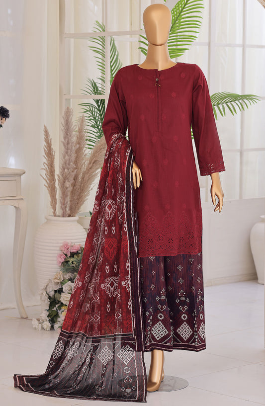Oriental by HZ Embroidered Lawn Unstitched 3 Piece Suit - DOP-02 - HZ26ORN - Maroon - Summer Collection