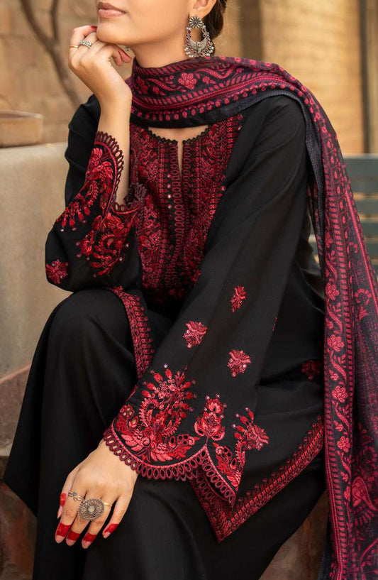 Casual Lite Embroidered Cotton Lawn Stitched 3 Piece Suit - CL25STE - Outfit-06 Black Classic - Eid Collection