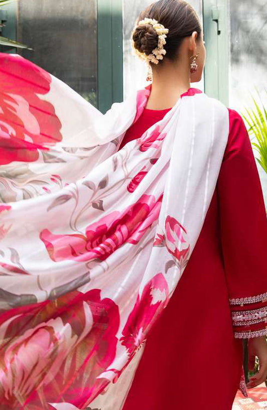 Casual Lite Embroidered Cotton Lawn Stitched 3 Piece Suit - CL25STE - Outfit-07 Pretty Pink - Eid Collection
