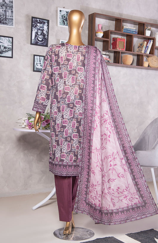HZ Textile Platinum Printed Lawn Unstitched 3 Piece Suit - HZ25PLT2 - PPC-401 - Purple - Summer Collection