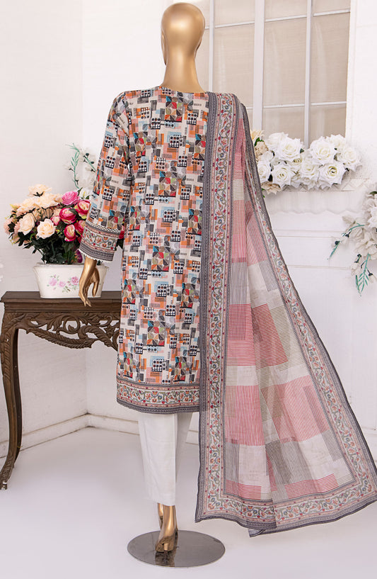 HZ Textile Platinum Printed Lawn Unstitched 3 Piece Suit - HZ25PLT2 - PPC-402 - Grey - Summer Collection