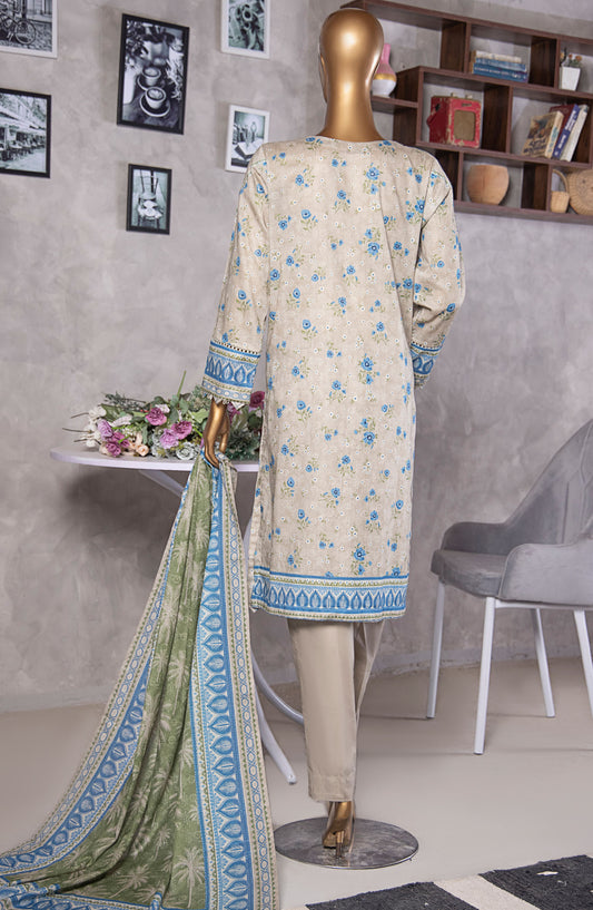 HZ Textile Platinum Printed Lawn Unstitched 3 Piece Suit - HZ25PLT2 - PPC-406 - Light Grey - Summer Collection
