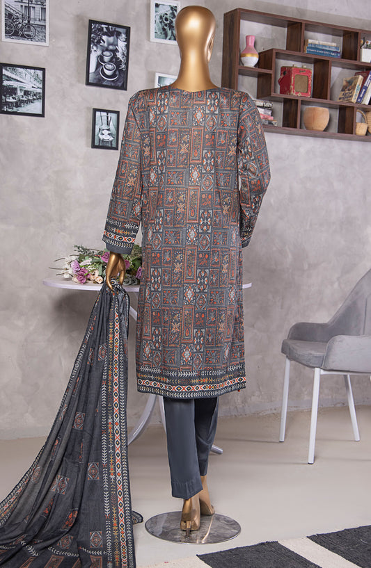 HZ Textile Platinum Printed Lawn Unstitched 3 Piece Suit - HZ25PLT2 - PPC-408 - Grey - Summer Collection