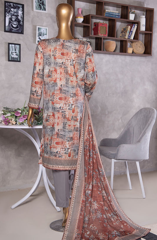 HZ Textile Platinum Printed Lawn Unstitched 3 Piece Suit - HZ25PLT2 - PPC-409 - Red - Summer Collection