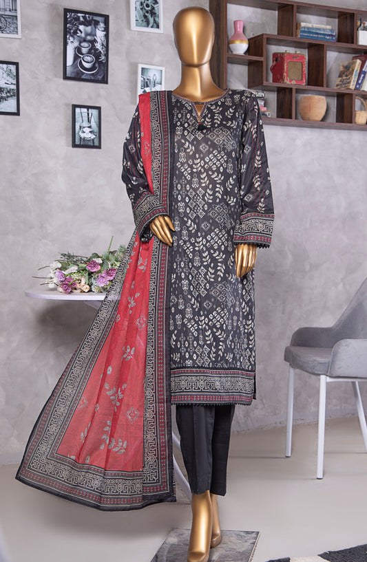 HZ Textile Platinum Printed Lawn Unstitched 3 Piece Suit - HZ25PLT2 - PPC-410 - Black - Summer Collection
