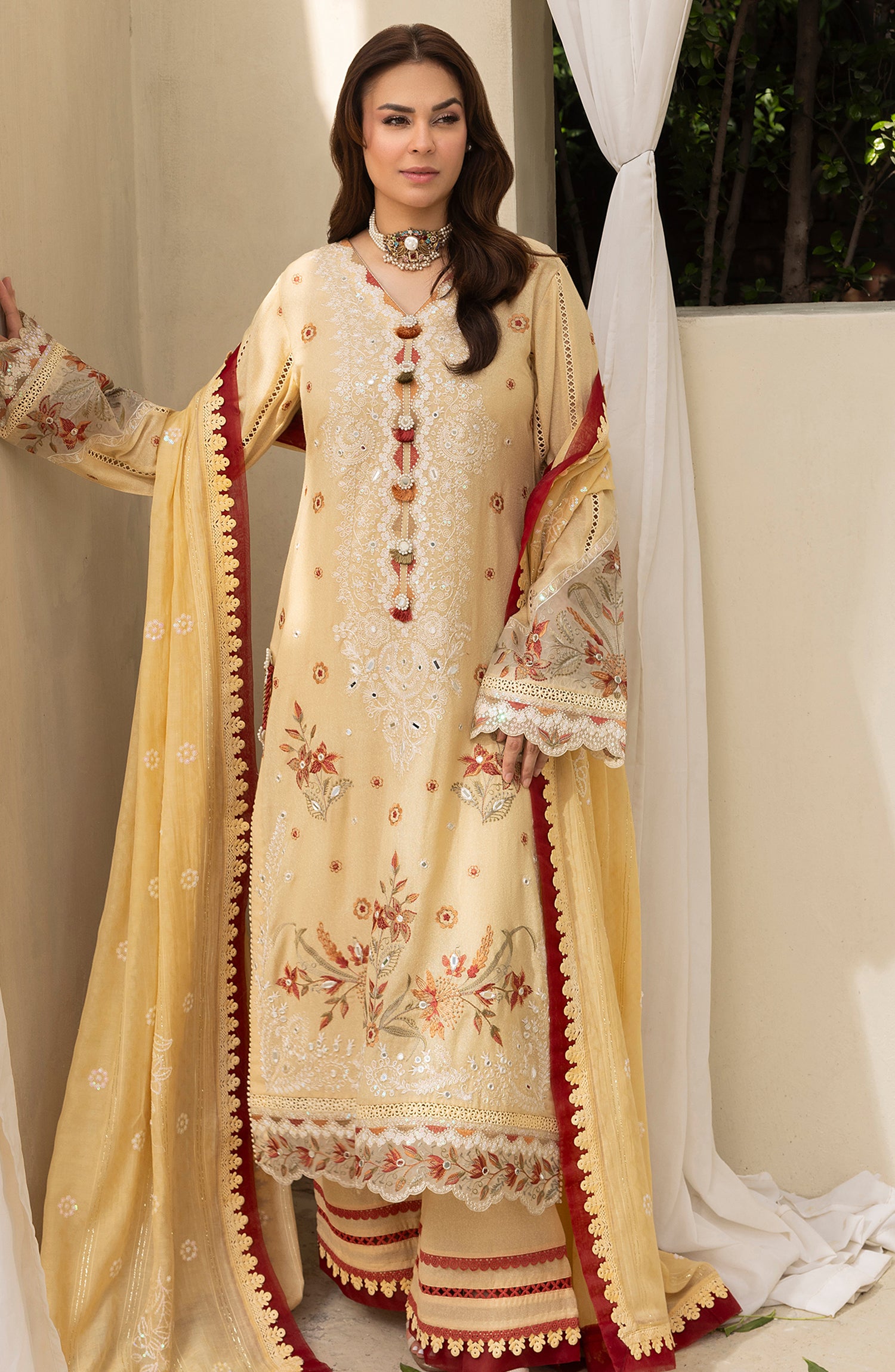Pankh by Al Karim Embroidered Karandi Unstitched 3 Piece Suit - P-12 - AM26PKH - Yellow - Winter Collection