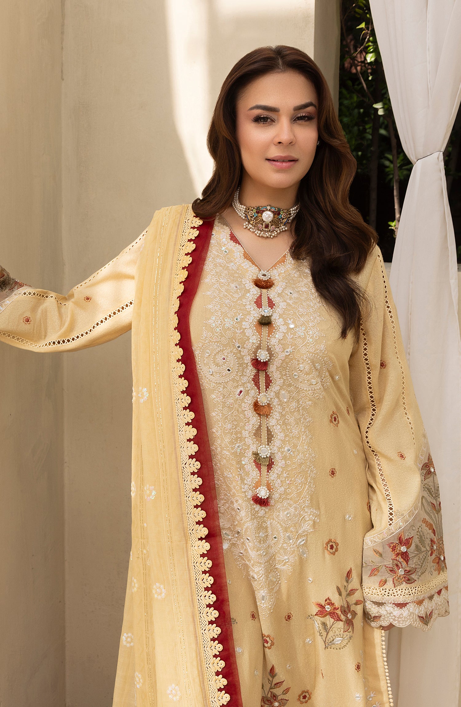 Pankh by Al Karim Embroidered Karandi Unstitched 3 Piece Suit - P-12 - AM26PKH - Yellow - Winter Collection