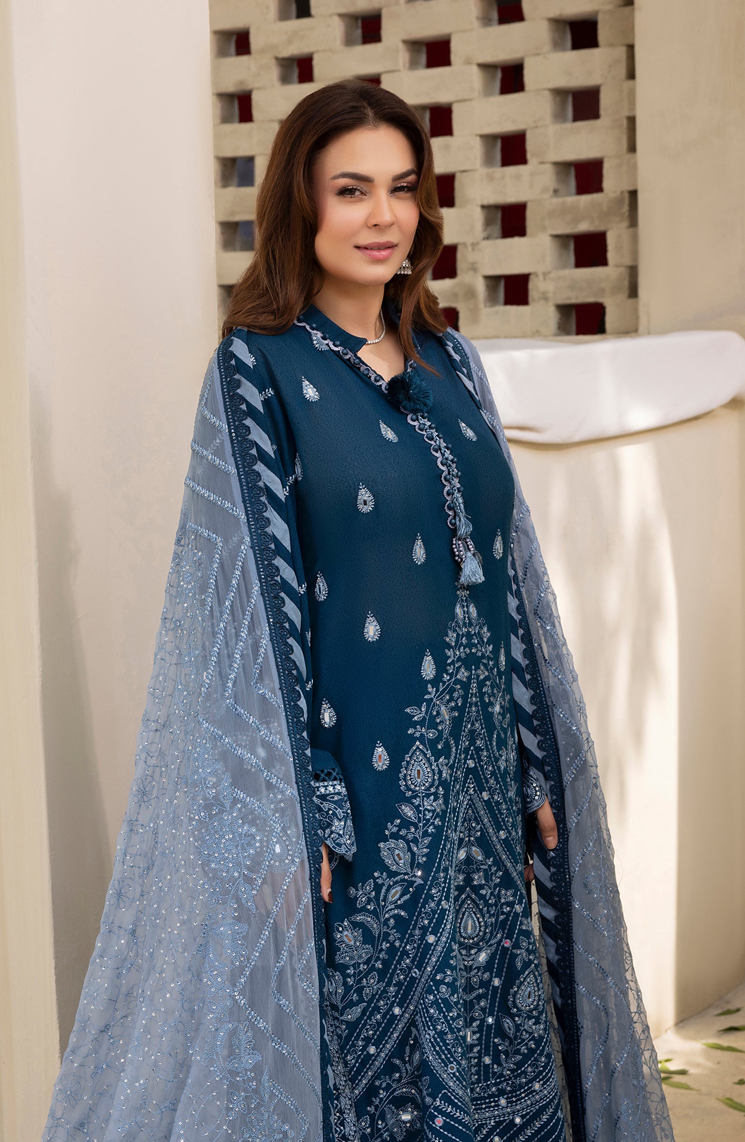 Pankh by Al Karim Embroidered Karandi Unstitched 3 Piece Suit - P-13 - AM26PKH - Blue - Winter Collection