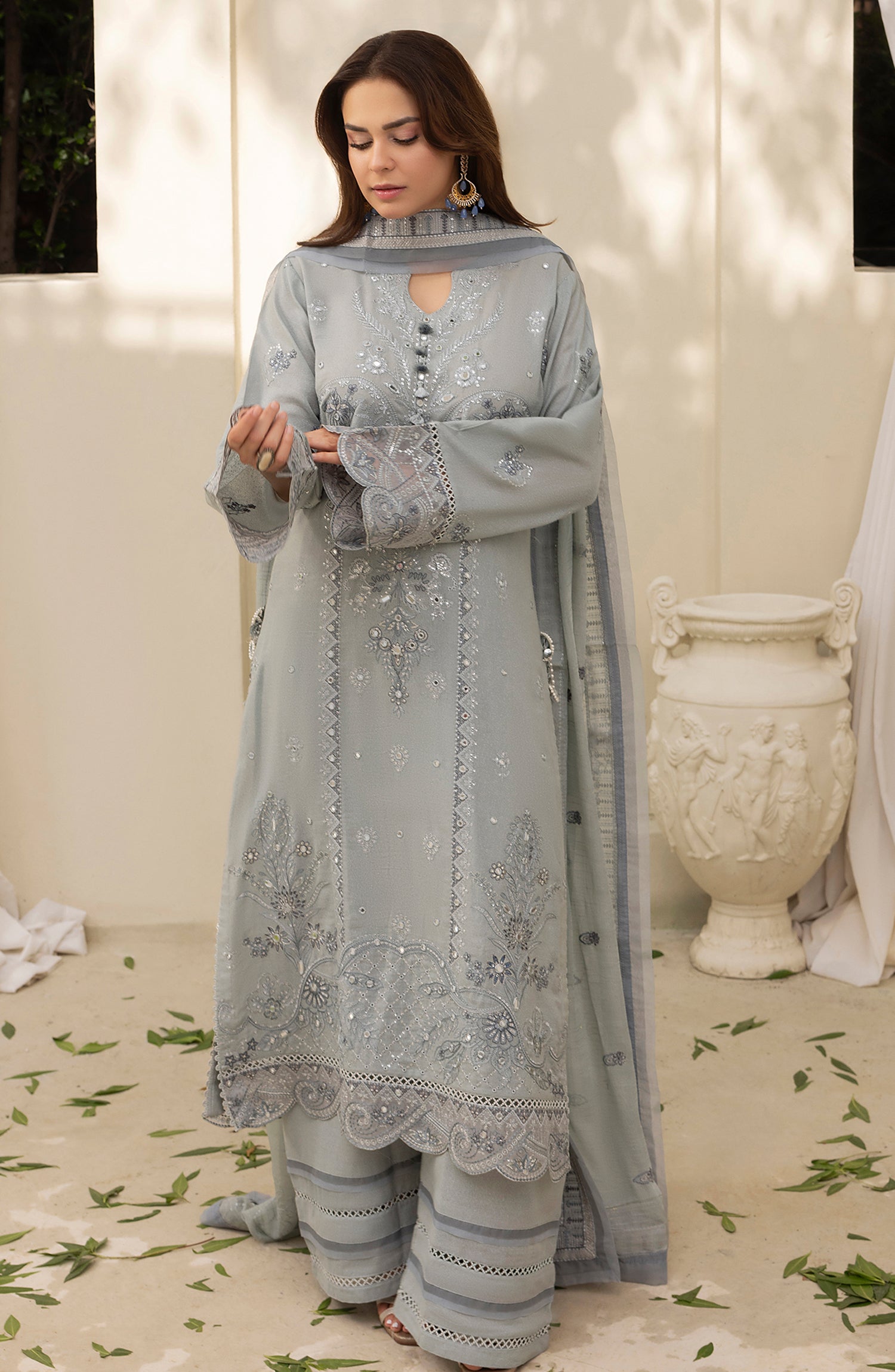 Pankh by Al Karim Embroidered Karandi Unstitched 3 Piece Suit - P-14 - AM26PKH - Grey - Winter Collection