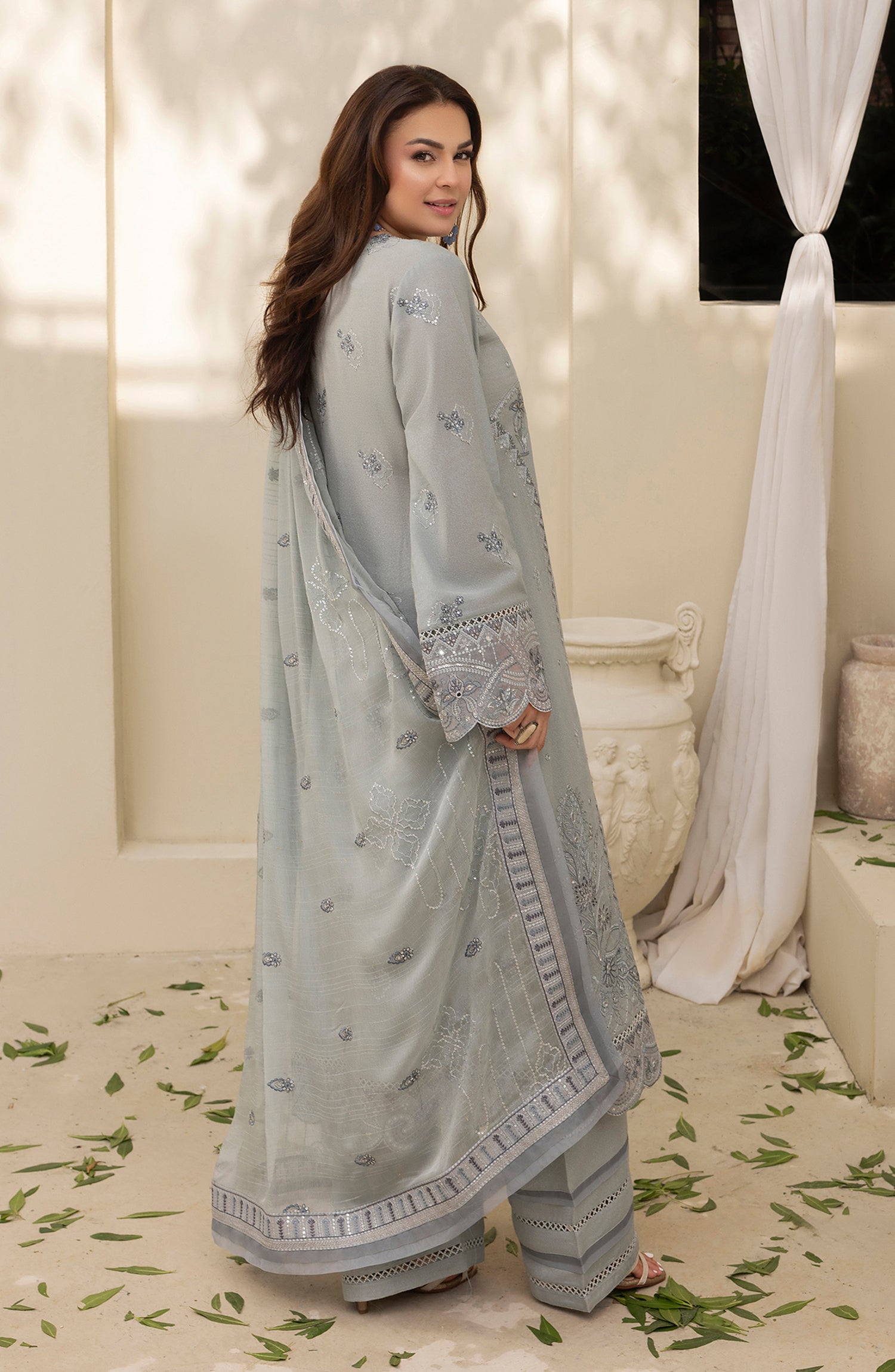 Pankh by Al Karim Embroidered Karandi Unstitched 3 Piece Suit - P-14 - AM26PKH - Grey - Winter Collection