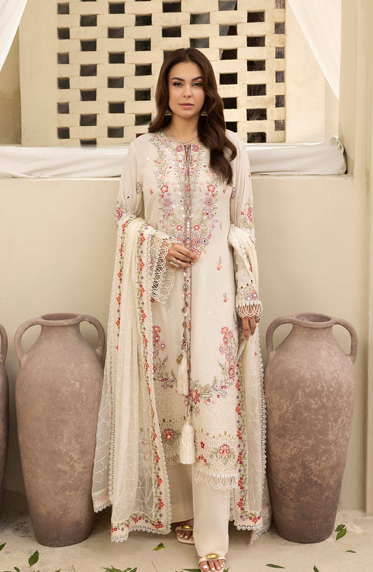 Pankh by Al Karim Embroidered Karandi Unstitched 3 Piece Suit - P-16 - AM26PKH - Off White - Winter Collection