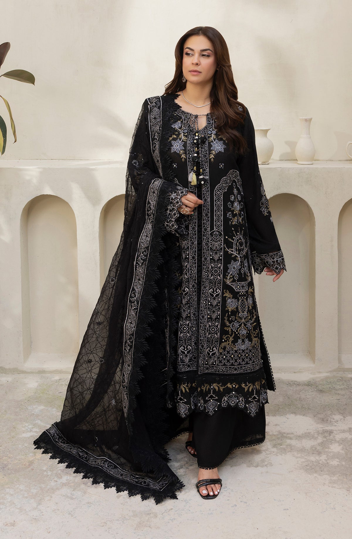 Pankh by Al Karim Embroidered Karandi Unstitched 3 Piece Suit - P-17 - AM26PKH - Black - Winter Collection