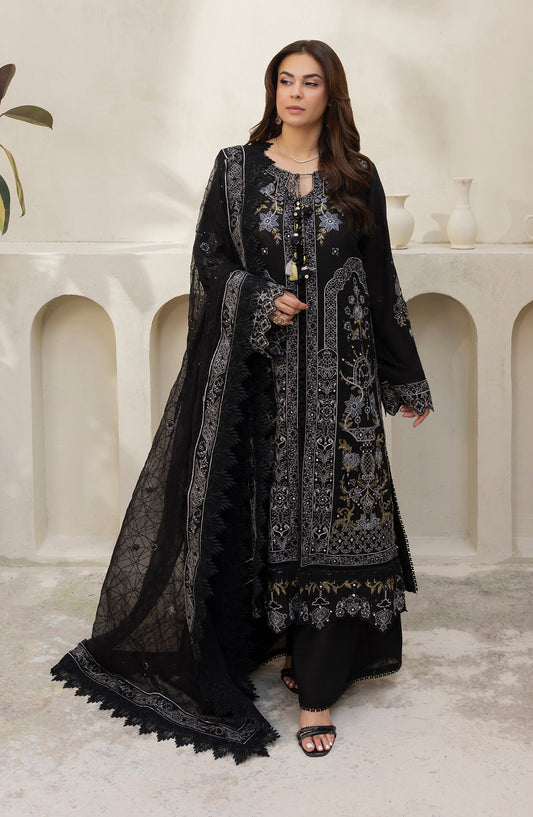 Pankh by Al Karim Embroidered Karandi Unstitched 3 Piece Suit - P-17 - AM26PKH - Black - Winter Collection
