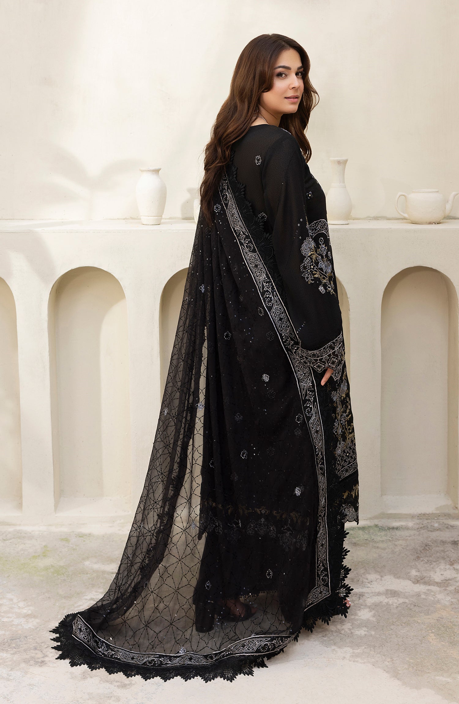 Pankh by Al Karim Embroidered Karandi Unstitched 3 Piece Suit - P-17 - AM26PKH - Black - Winter Collection