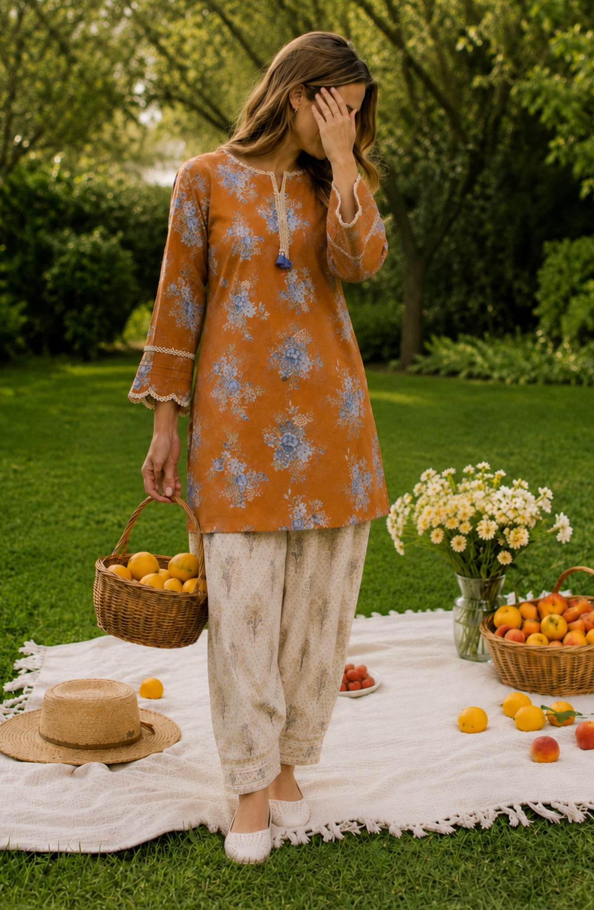 Parchhai by Amna Khadija Printed Cotton Stitched 2 Piece Co-ord Set - AKP-01M - AM26PRCH - Mustard - Summer Collection
