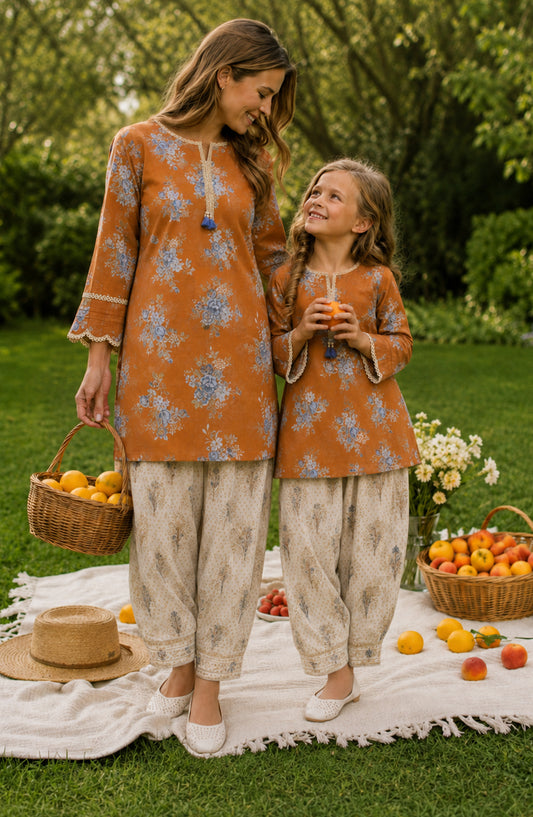 Parchhai by Amna Khadija Printed Cotton Stitched 2 Piece Co-ord Set - AKP-01M - AM26PRCH - Mustard - Summer Collection