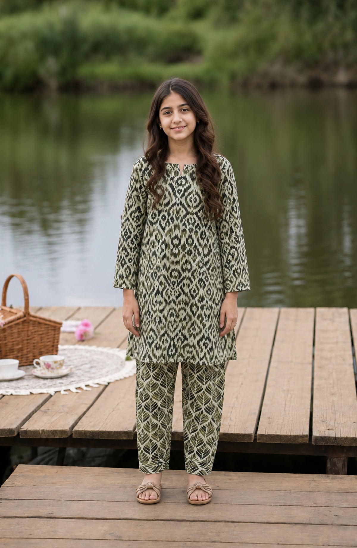 Parchhai by Amna Khadija Printed Cotton Stitched 2 Piece Co-ord Set - AKP-02D - AM26PRCH - Green - Summer Girls Collection