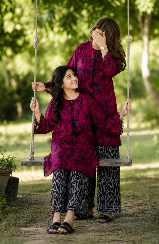 Parchhai by Amna Khadija Printed Cotton Stitched 2 Piece Co-ord Set - AKP-03M - AM26PRCH - Pink - Summer Collection