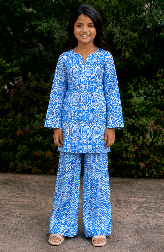 Parchhai by Amna Khadija Printed Cotton Stitched 2 Piece Co-ord Set - AKP-05D - AM26PRCH - Blue - Summer Girls Collection