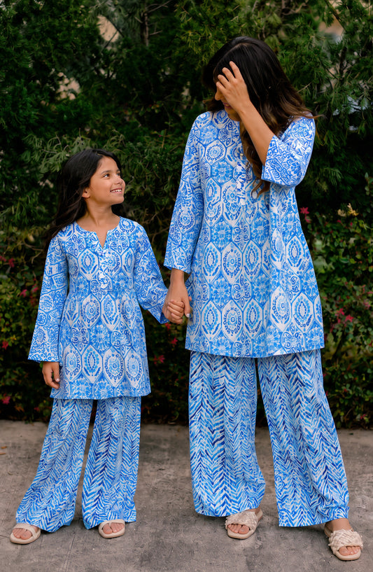 Parchhai by Amna Khadija Printed Cotton Stitched 2 Piece Co-ord Set - AKP-05M - AM26PRCH - Blue - Summer Collection