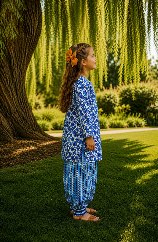 Parchhai by Amna Khadija Printed Cotton Stitched 2 Piece Co-ord Set - AKP-07D - AM26PRCH - Blue - Summer Girls Collection