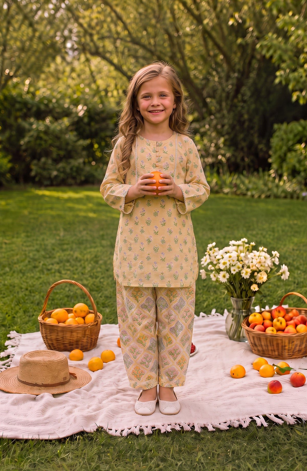 Parchhai by Amna Khadija Printed Cotton Stitched 2 Piece Co-ord Set - AKP-10D - AM26PRCH - Yellow - Summer Girls Collection
