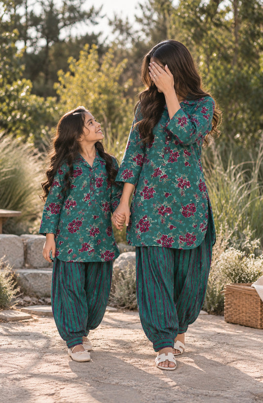 Parchhai by Amna Khadija Printed Cotton Stitched 2 Piece Co-ord Set - AKP-11D - AM26CHI - Green - Summer Collection