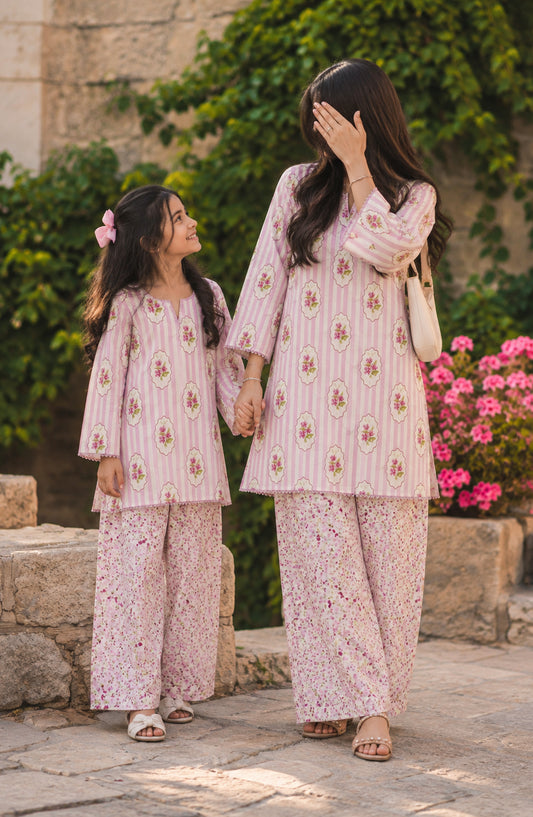 Parchhai by Amna Khadija Printed Cotton Stitched 2 Piece Co-ord Set - AKP-12D - AM26CHI - Pink - Summer Collection
