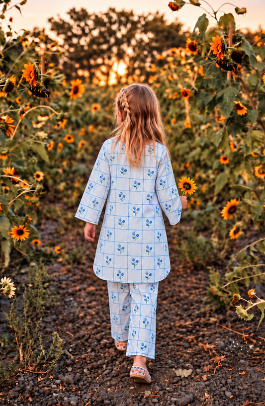 Parchhai by Amna Khadija Printed Cotton Stitched 2 Piece Co-ord Set - AKP-13D - AM26CHI - Blue - Summer Girls Collection